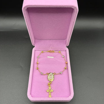 Women Pink Diamond cut rosary bracelet