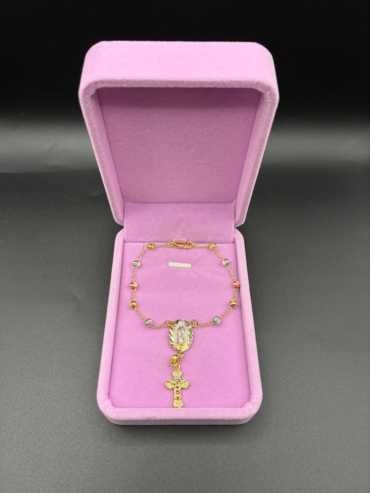 Women Pink Diamond cut rosary bracelet