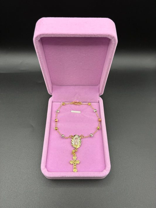 Women Pink Diamond cut rosary bracelet