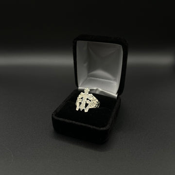 Men Triple Nugget Cross 925. Silver