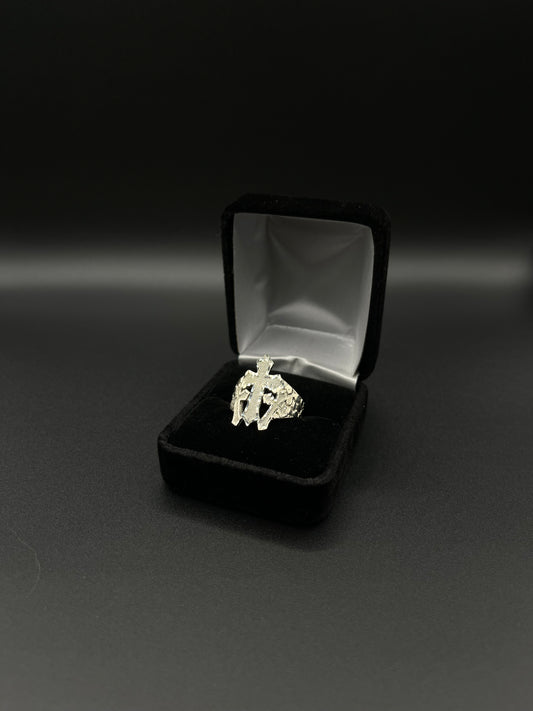 Men Triple Nugget Cross 925. Silver