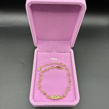 Women Pink Heart Virgin Mary Bracelet 14k Gold Plated