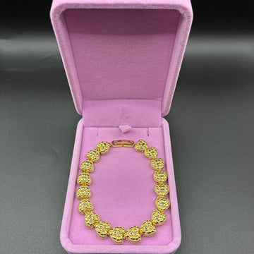 Women Nugget heart bracelet 14k gold plated