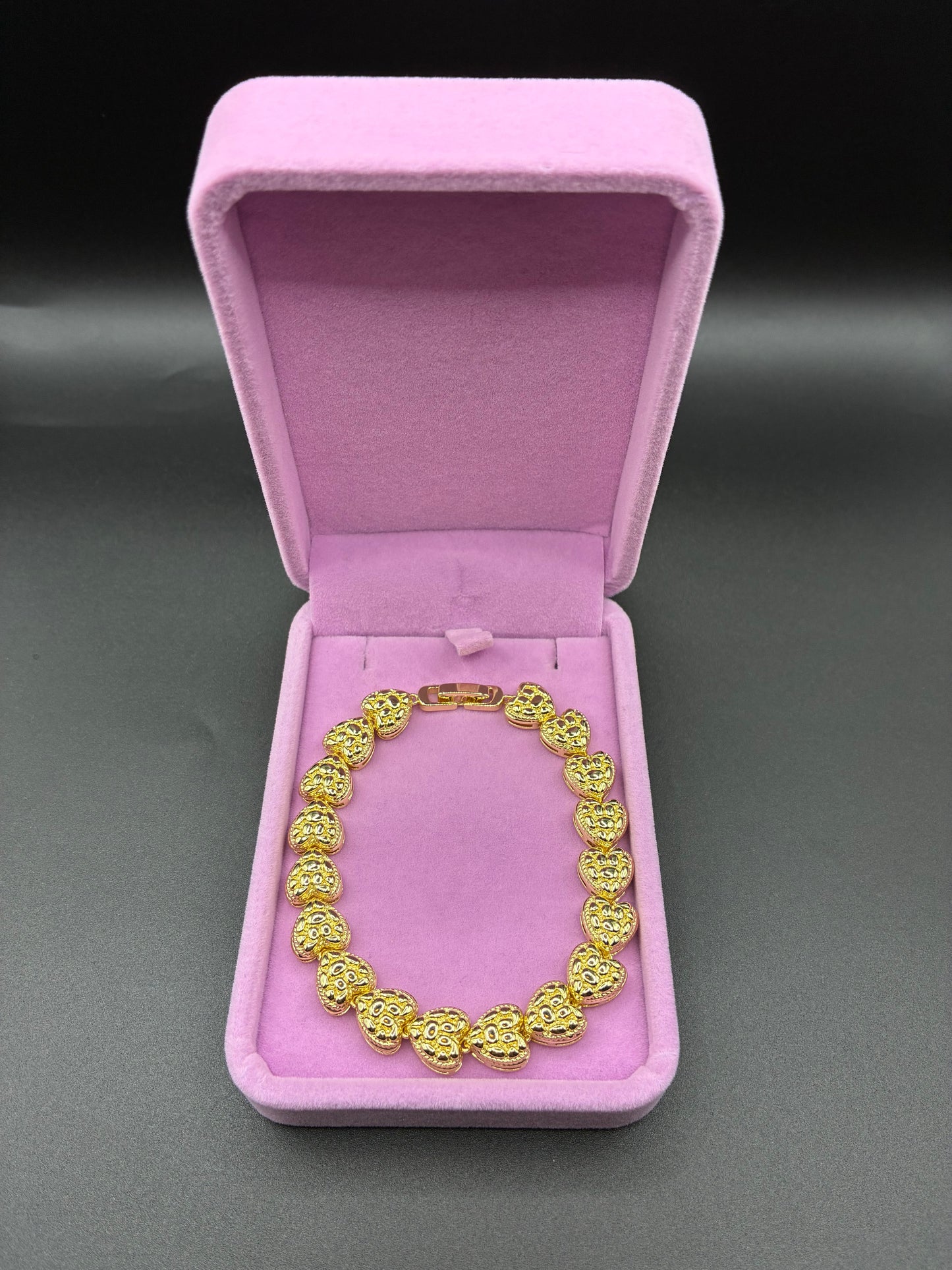 Women Nugget heart bracelet 14k gold plated
