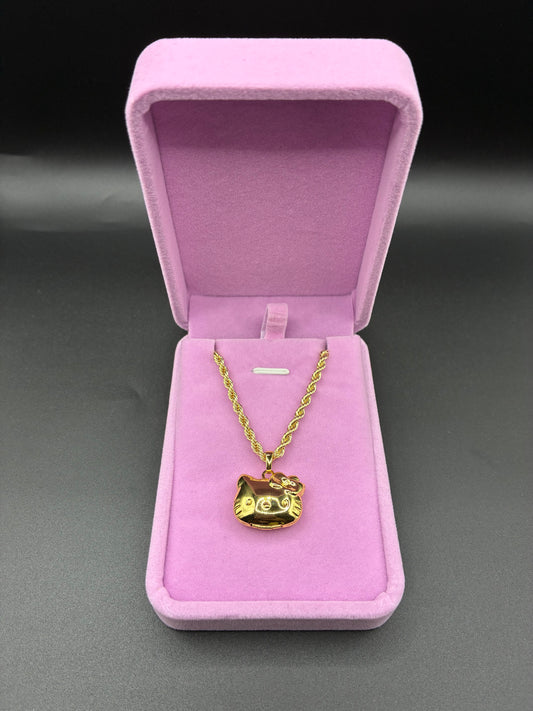 Women HK Locket Pendant & Chain 14k Gold Plated