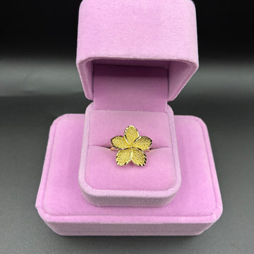Women hibiscus ring 14k gold plated