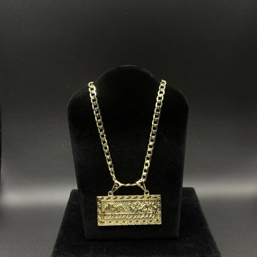 Men Cuban 22inch Chain With Last Supper Pendant 14k Gold Plated