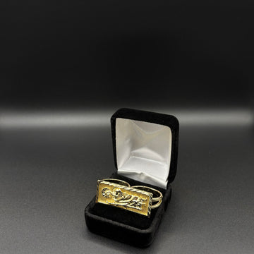 Men San Judas Double Finger Ring 14k Gold Plated