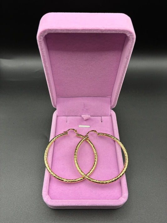 Women Diamond cut hoop earrings 14k gold plated