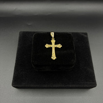 Men nugget cross pendant 14k gold plated