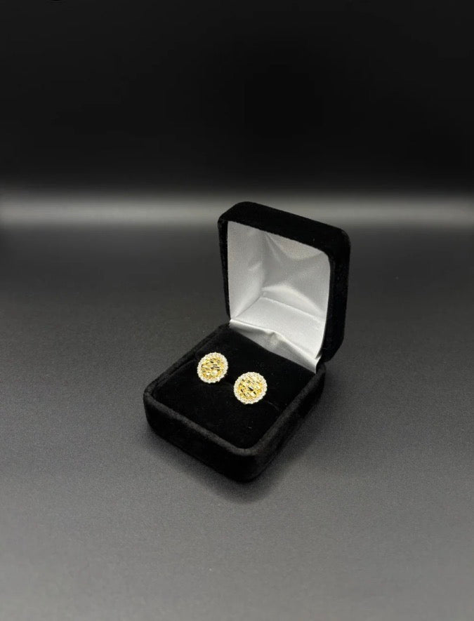 Men nugget earrings 14k gold plated