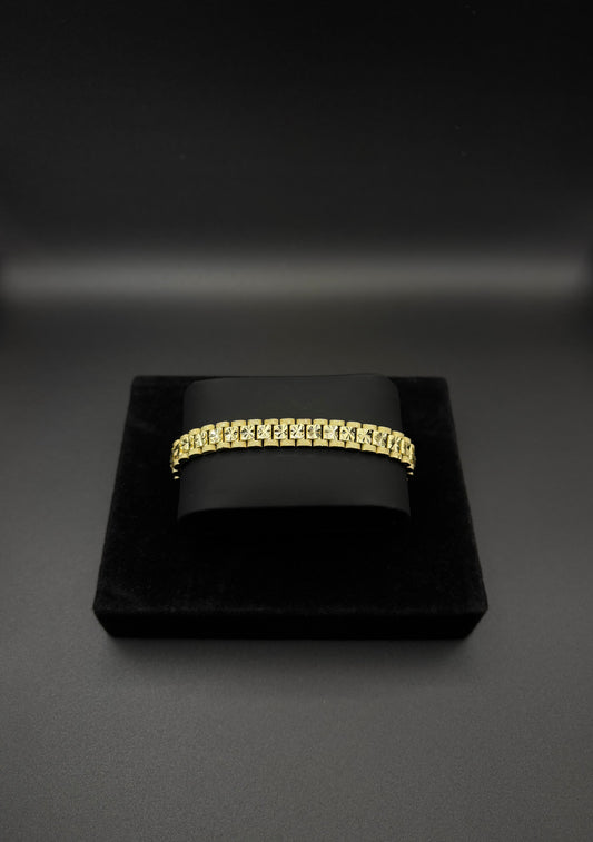 Men Diamond Cut 8mm Bracelet 14k Gold Plated