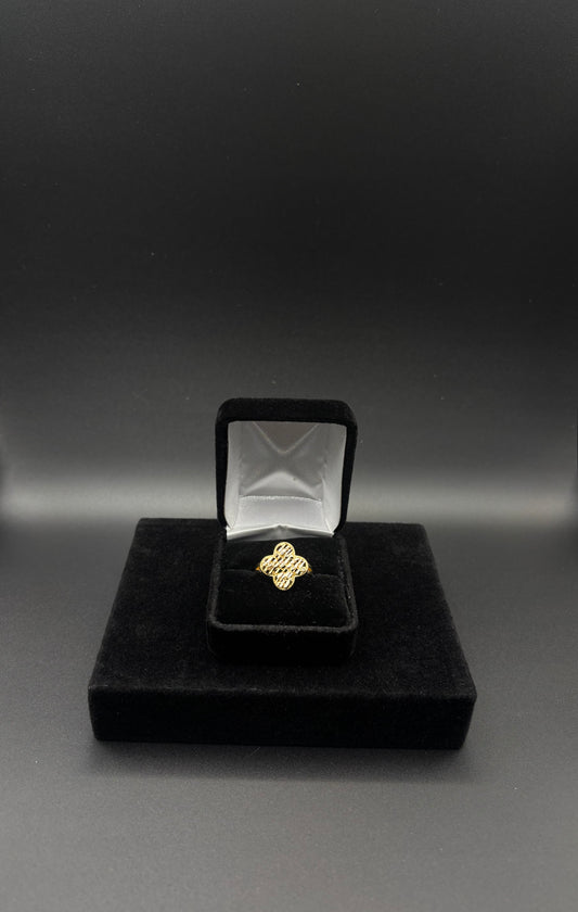 Women Nugget Clover 14k Gold Plated Ring