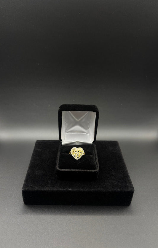 Women Nugget Heart 14k Gold Plated Ring