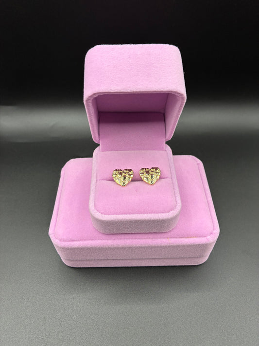 Women Nugget heart earrings 14k gold plated