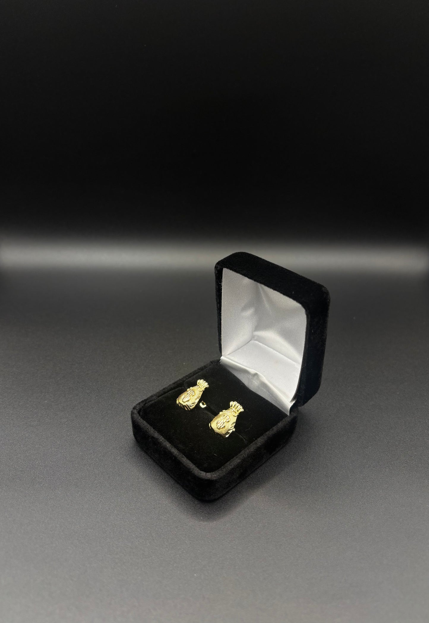 Men Money Bag Earrings 14k Gold Plated