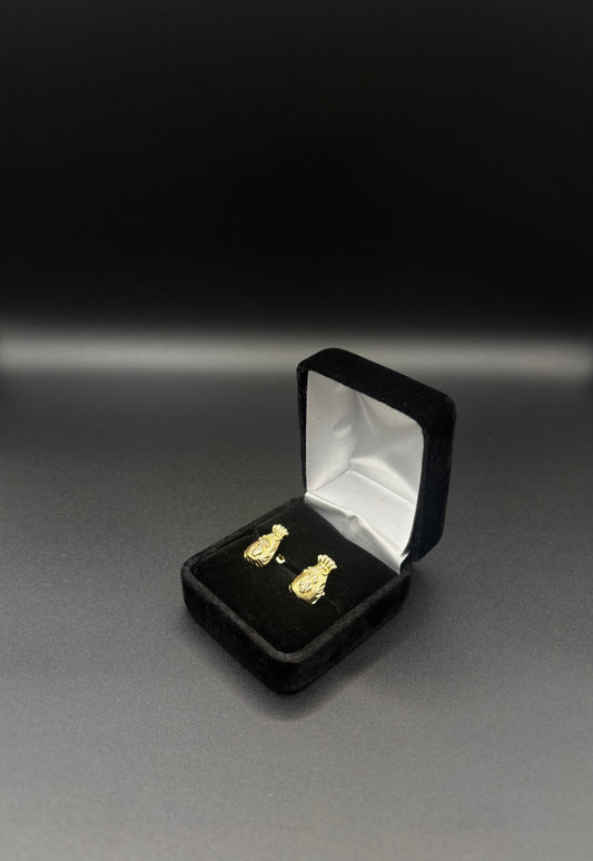 Men Money Bag Earrings 14k Gold Plated