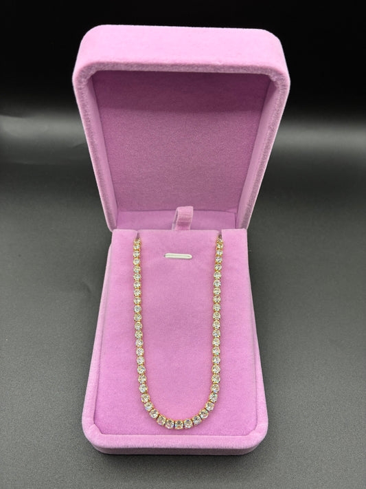 Women 18inch tennis chain 14k gold plated