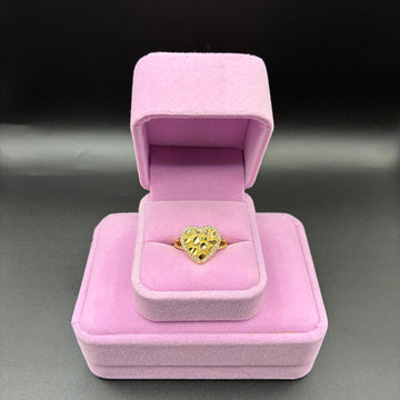 Women Nugget Heart 14k Gold Plated Ring