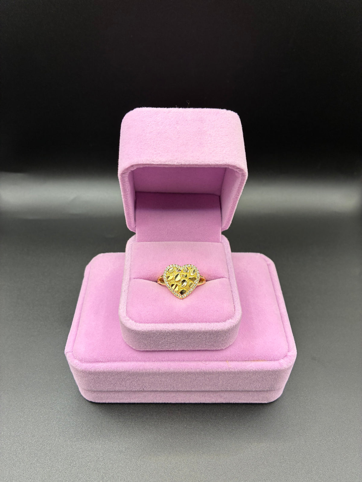 Women Nugget Heart 14k Gold Plated Ring