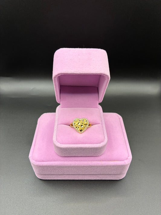 Women Nugget Heart 14k Gold Plated Ring
