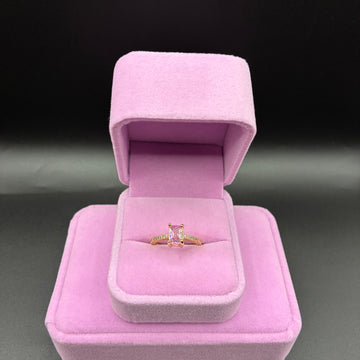 Women pink ring 14k gold plated