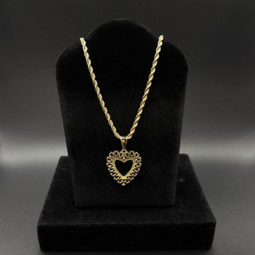 Women Rolex Heart Pendant & Chain 14k Gold Plated