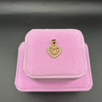 Women pink heart pendant 14k gold plated