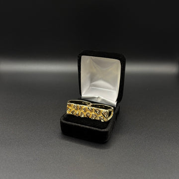 Men Nugget Double Finger Ring 14k Gold Plated