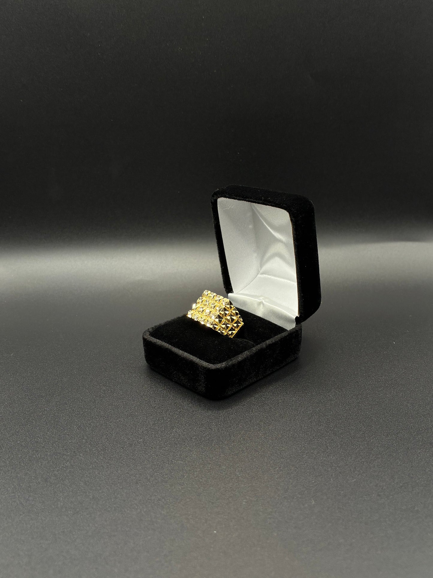 Men Diamond cut 14k gold plated ring