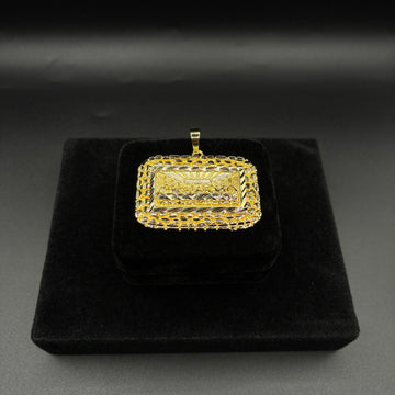 Men last supper nugget and diamond cut pendant 14k gold plated