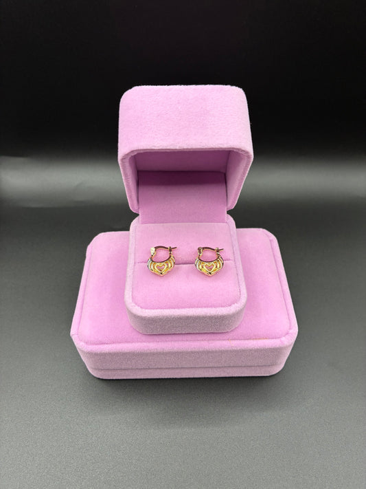 Women heart hoops 14k gold plated