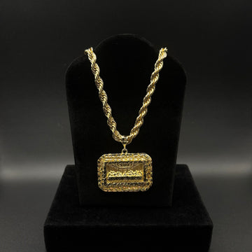 Men Rope 24inch chain with last supper Nugget pendant 14k Gold Plated