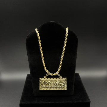Men rope 22inch chain with last supper pendant 14k gold plated