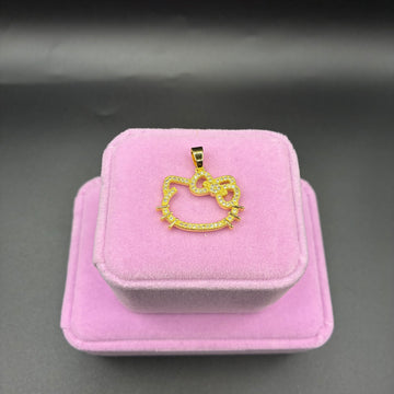 Women big HK pendant 14k gold plated