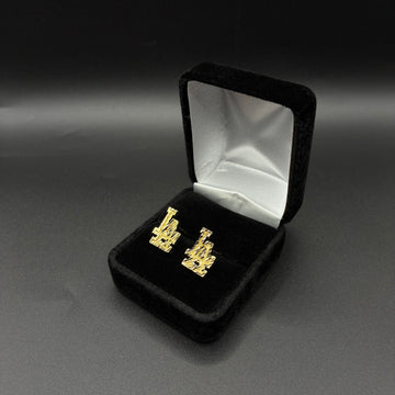 Men LA Diamond cut earrings 14k gold plated