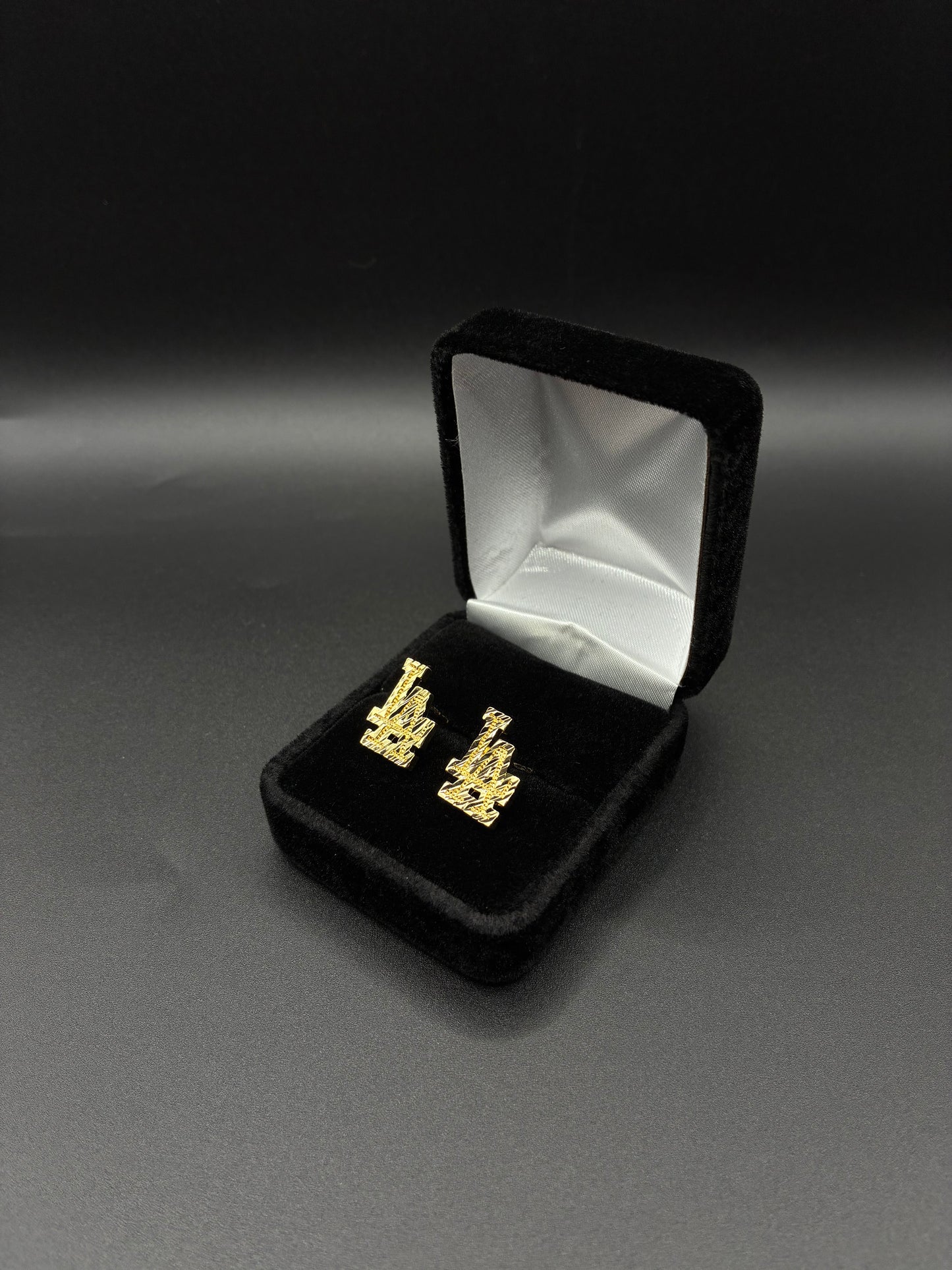 Men LA Diamond cut earrings 14k gold plated