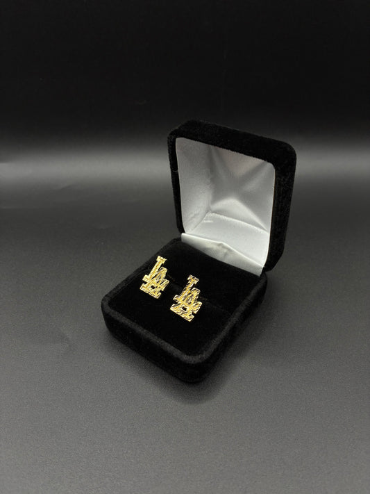 Men LA Diamond cut earrings 14k gold plated