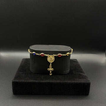 Women multicolor rosary bracelet 14k gold plated