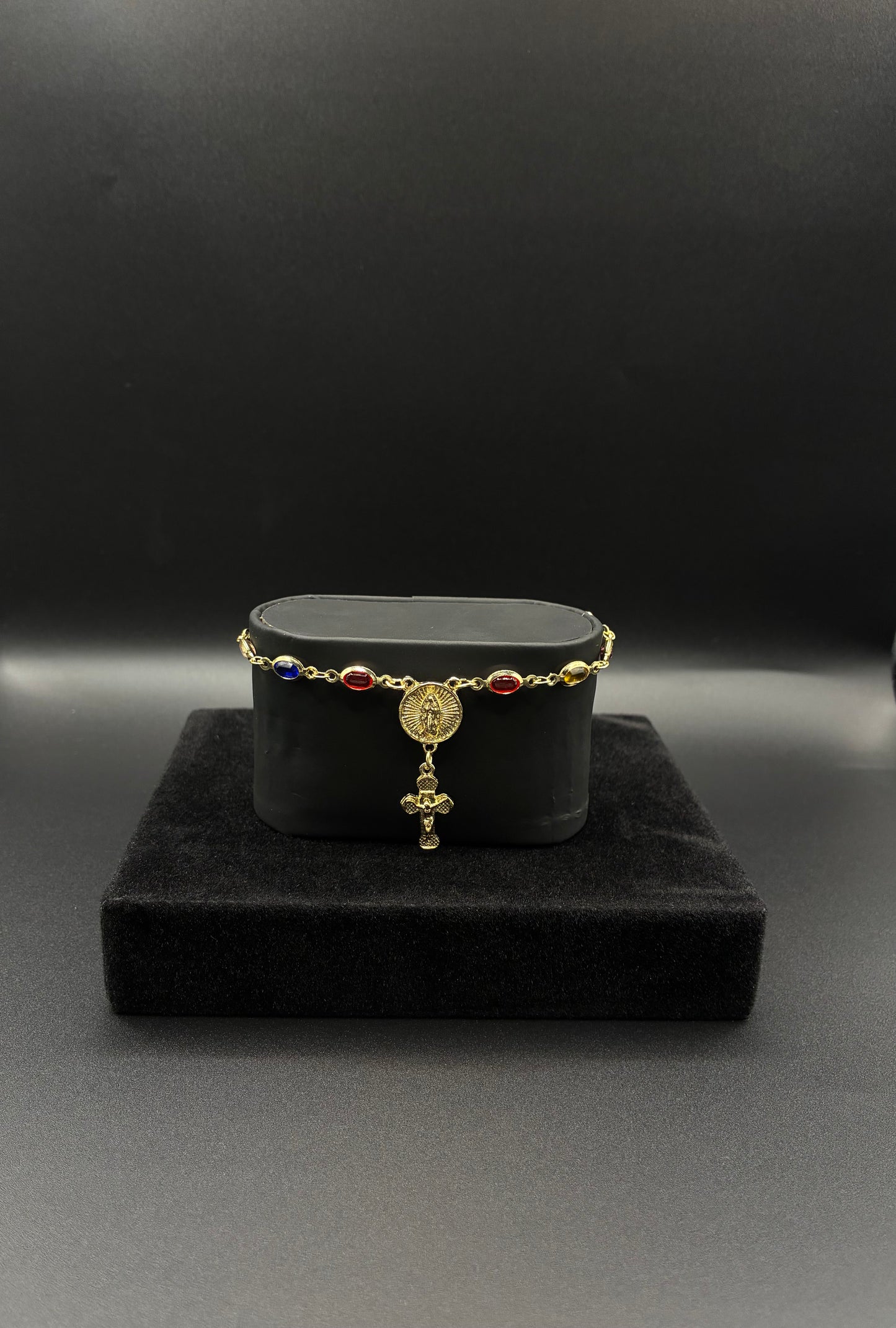 Women multicolor rosary bracelet 14k gold plated