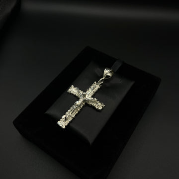 Men Jesus Nugget Cross Pendant 925. Silver