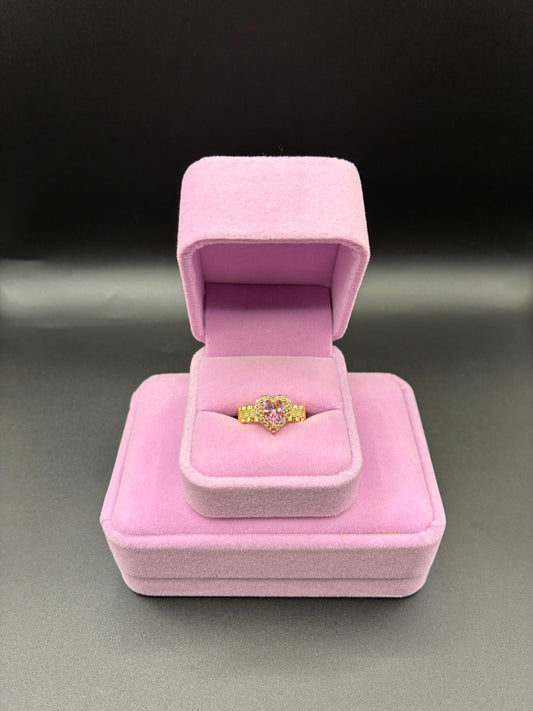 Women pink heart Rolex 14k gold plated