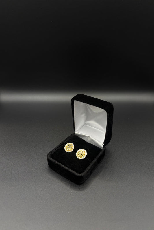 Men CZ Nugget Earring 14k Gold Plated
