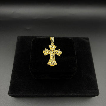 Men nugget cross pendant 14k gold plated