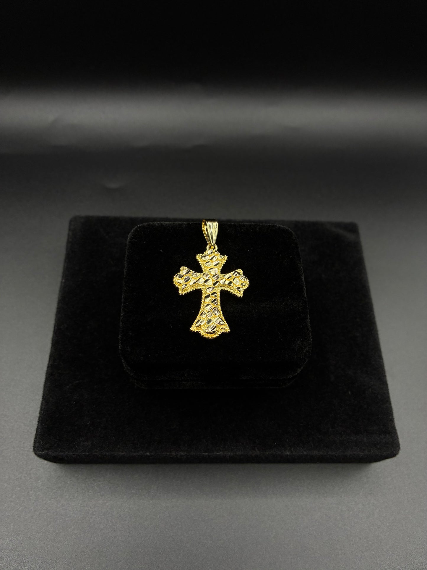 Men nugget cross pendant 14k gold plated