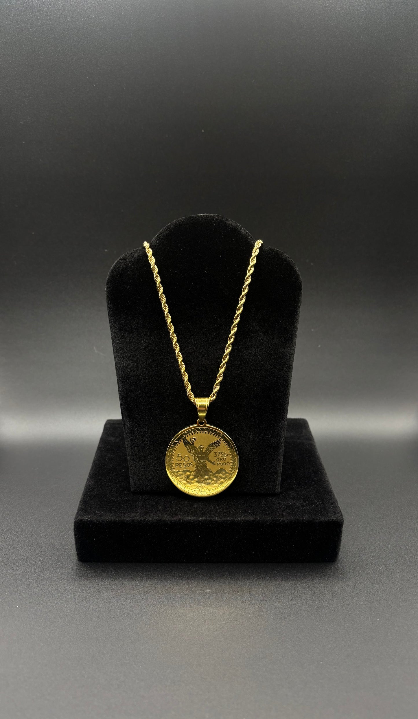 Men Stainless steel centenario pendant and chain￼