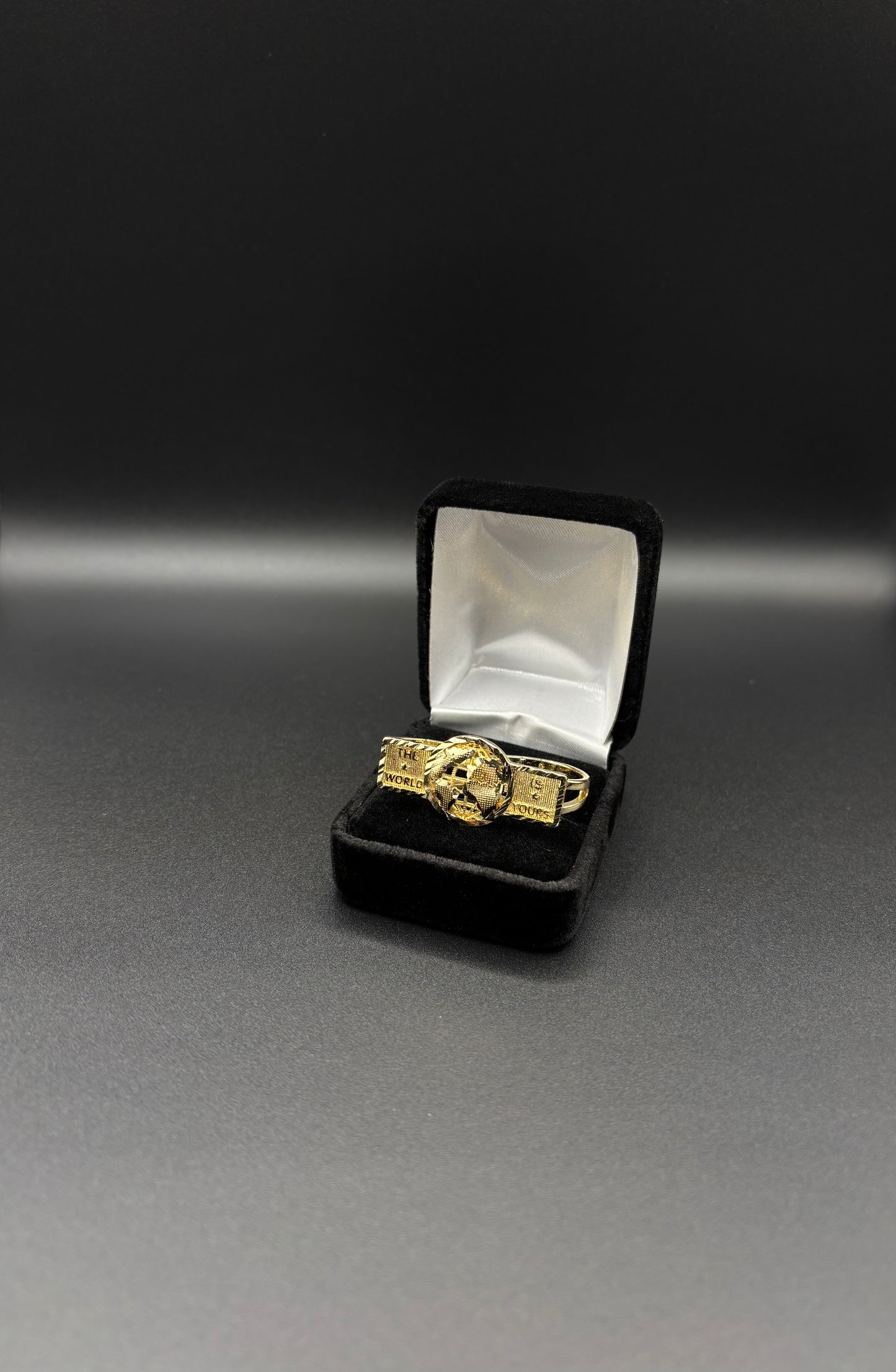 Men World Is Yours Double Finger Ring 14k Gold Plated