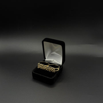 Men Nugget Double Finger Ring 14k Gold Plated