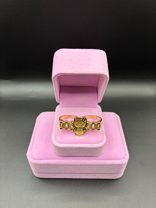 Women HK Double Finger Ring 14k Gold Plated