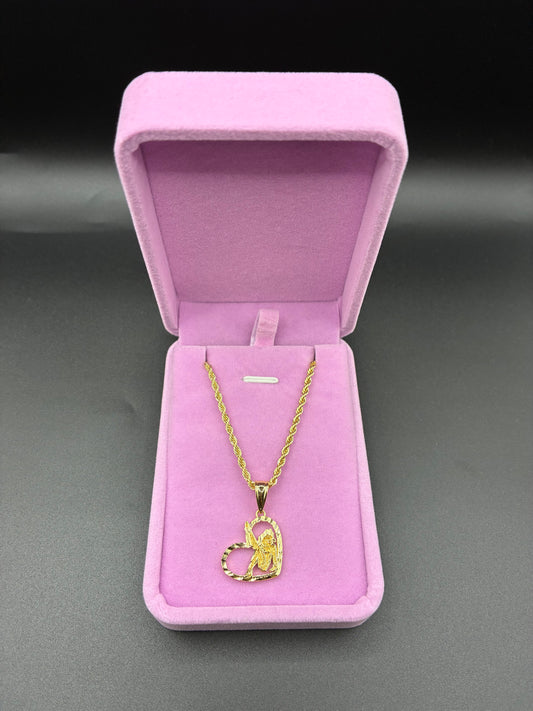 Women BB pendant and chain 14k gold plated